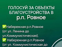 Продолжается голосование за объекты благоустройства в р.п.Ровное