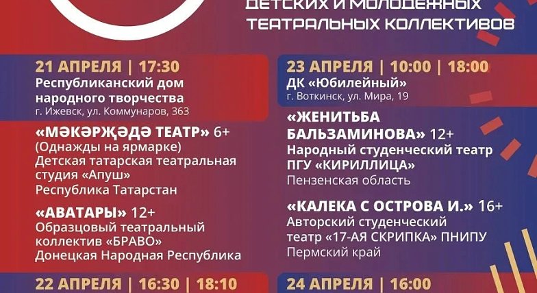 Финал VII сезона фестиваля «Театральное Приволжье» пройдет в Удмуртии